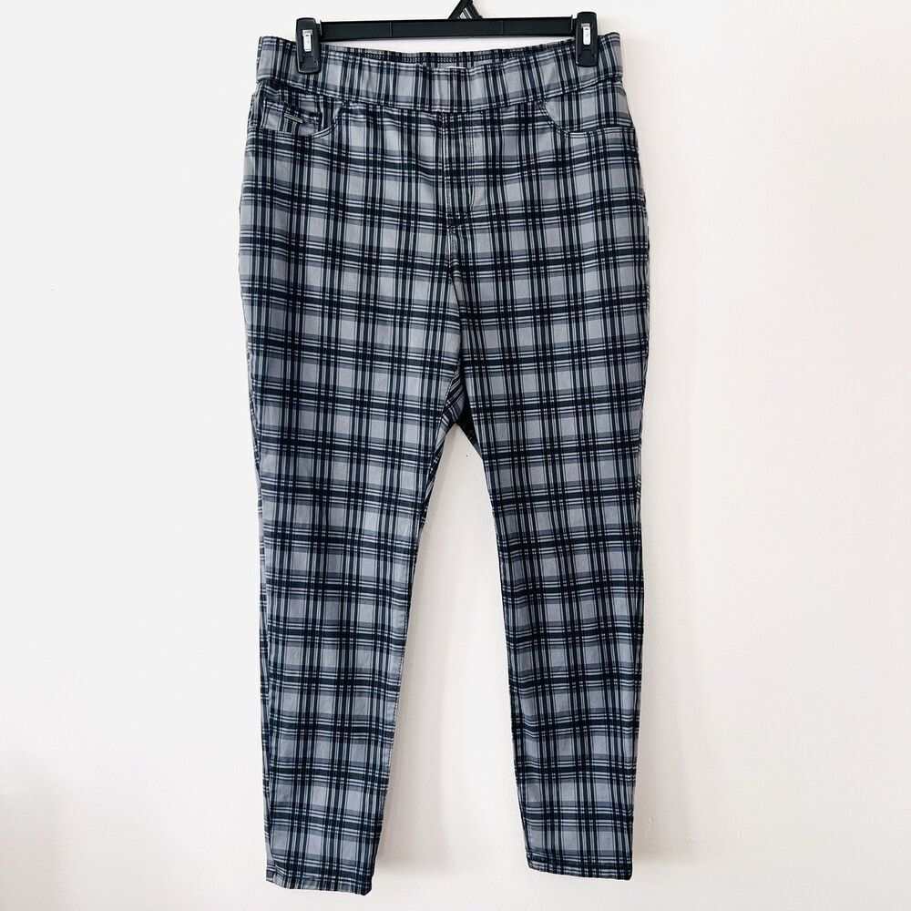 Nine West Heidi Pull Skinny Black & Gray Thick Knit Cotton Blend Pants Size 14